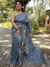 Semi Tussar Ghicga Check Dilk Saree
